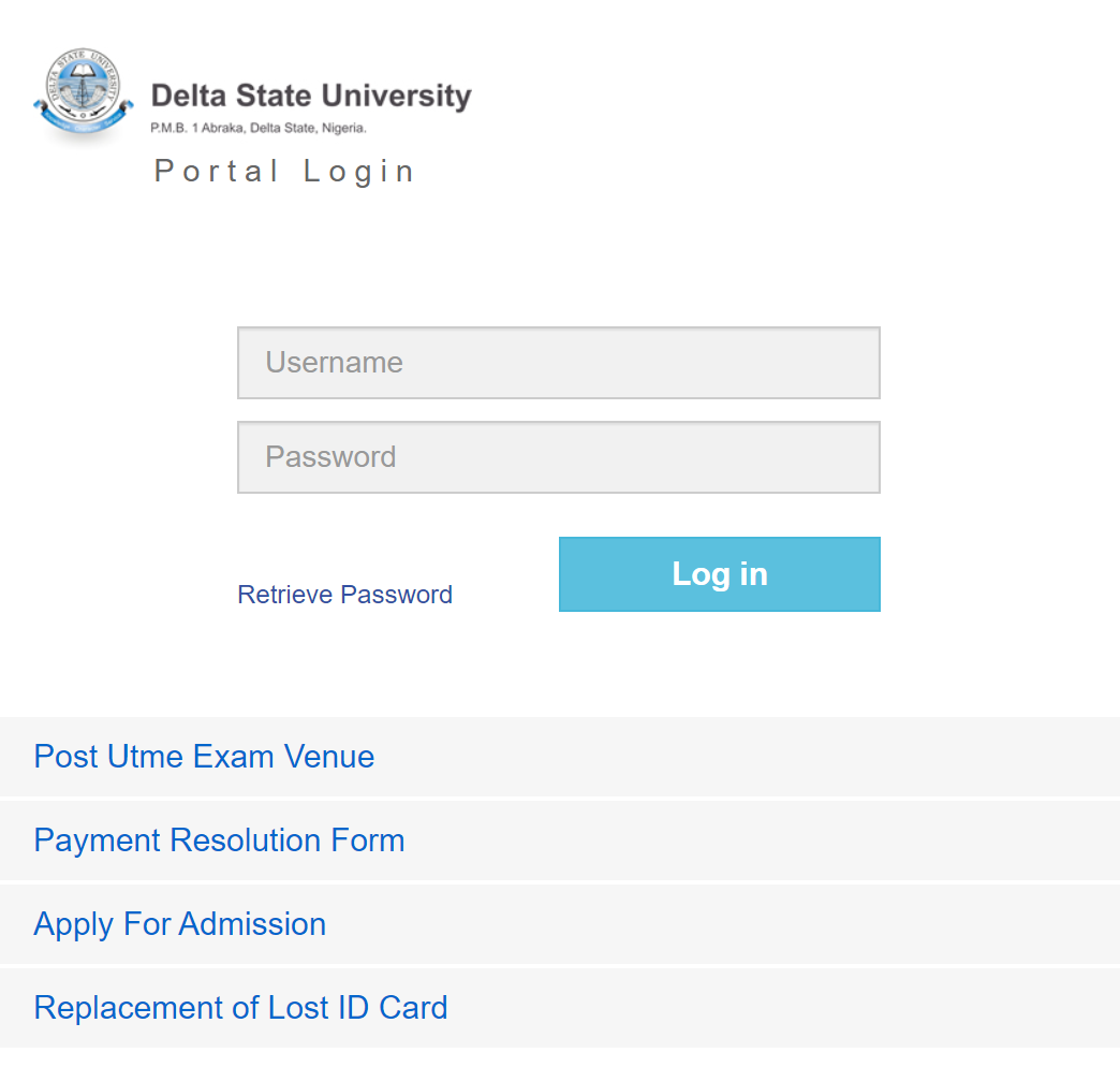 DELSU Portal Login