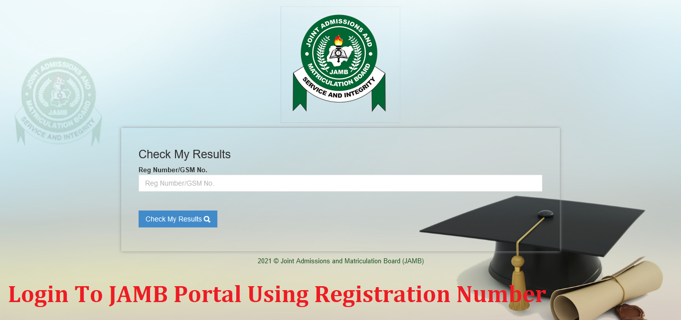 Login To JAMB Portal Using Registration Number